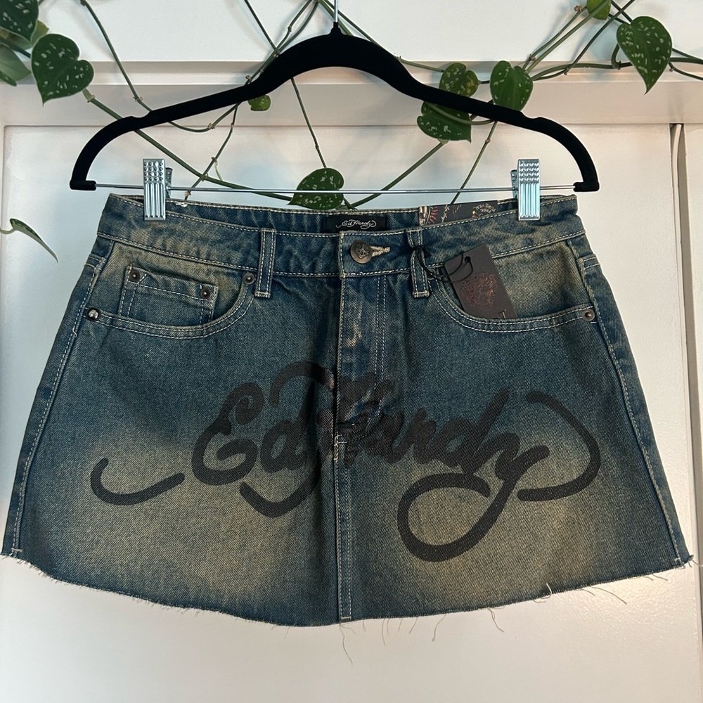 Dolls Kill Ed Hardy Denim Mini Skirt